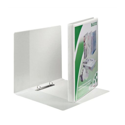 Gyűrűs könyv, panorámás, 2 gyűrű, O alakú, 30 mm, A4 Maxi, PP, LEITZ, fehér