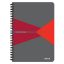 Spirálfüzet, A5, kockás, 90 lap, laminált karton borító, LEITZ "Office", szürke-piros