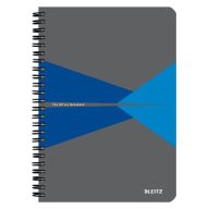   Spirálfüzet, A5, kockás, 90 lap, laminált karton borító, LEITZ "Office", szürke-kék