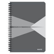   Spirálfüzet, A5, vonalas, 90 lap, laminált karton borító, LEITZ "Office", szürke