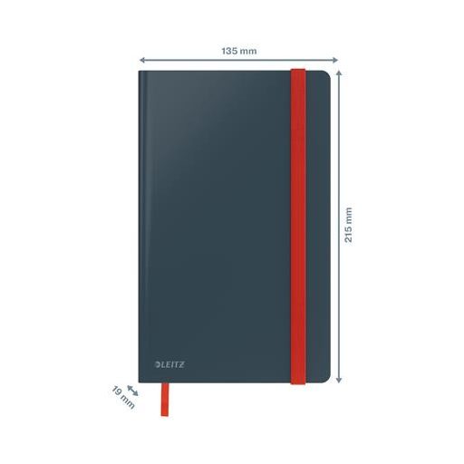 Beíró, A5, vonalas, 80 lap, keményfedeles, LEITZ "Cosy Soft Touch", bársonyszürke