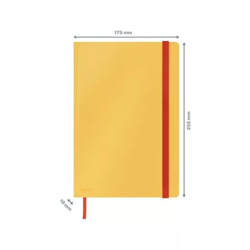 Beíró, B5, vonalas, 80 lap, keményfedeles, LEITZ "Cosy Soft Touch", melegsárga