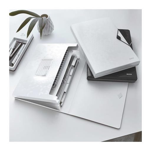 Harmonikamappa, A4, PP, 6 rekeszes, LEITZ "Wow", fehér