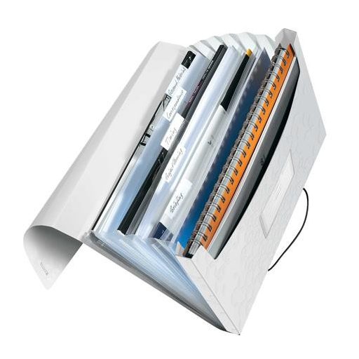 Harmonikamappa, A4, PP, 6 rekeszes, LEITZ "Wow", fehér