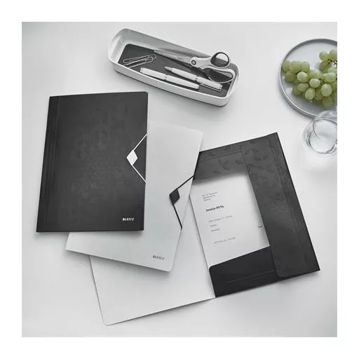Gumis mappa, PP, A4, LEITZ "Wow", fekete