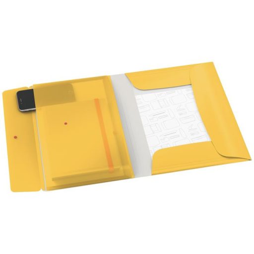 Gumis mappa, extra tasakkal, PP, A4, LEITZ "Cosy" melegsárga