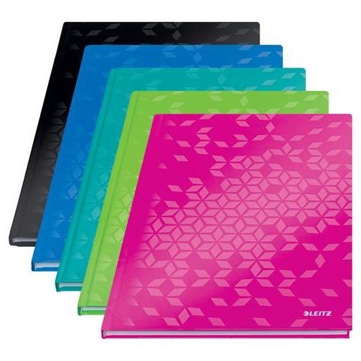 Beíró, A4, vonalas, 80 lap, keményfedeles, LEITZ "Wow", kék