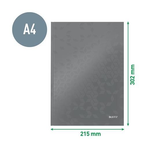Beíró, A4, vonalas, 80 lap, keményfedeles, LEITZ "Wow", zöld
