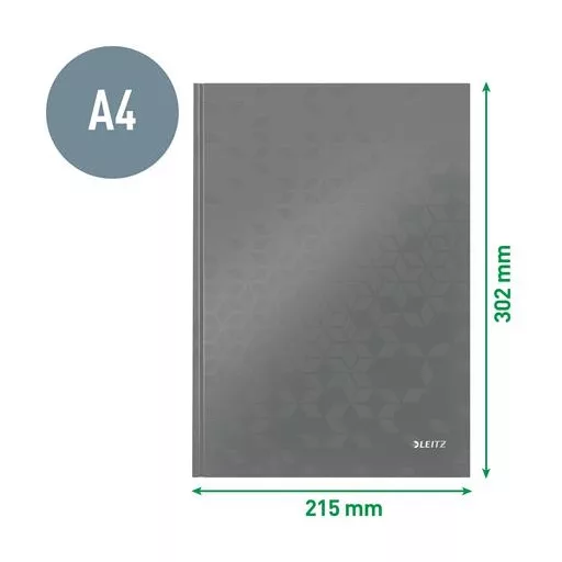 Beíró, A4, kockás, 80 lap, keményfedeles, LEITZ "Wow", fekete