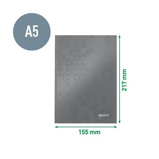 Beíró, A5, kockás, 80 lap, keményfedeles, LEITZ "Wow", kék
