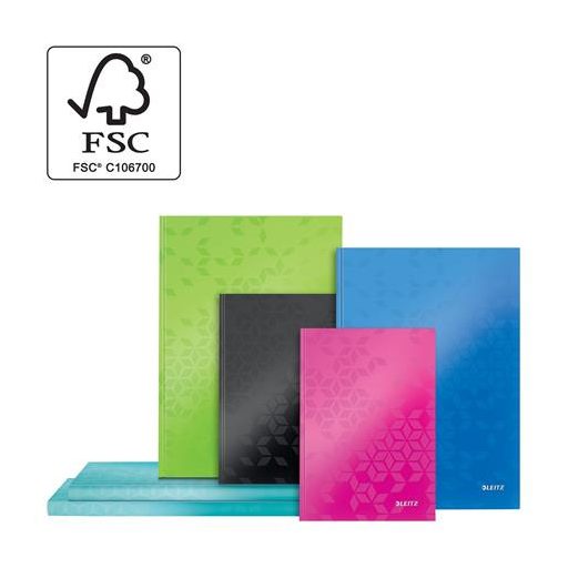 Beíró, A5, kockás, 80 lap, keményfedeles, LEITZ "Wow", kék