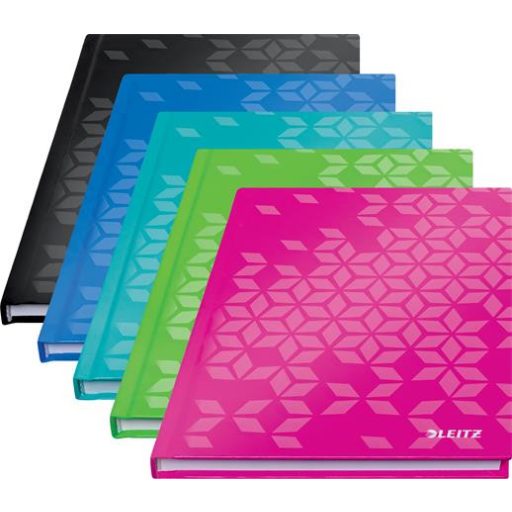 Beíró, A5, kockás, 80 lap, keményfedeles, LEITZ "Wow", kék