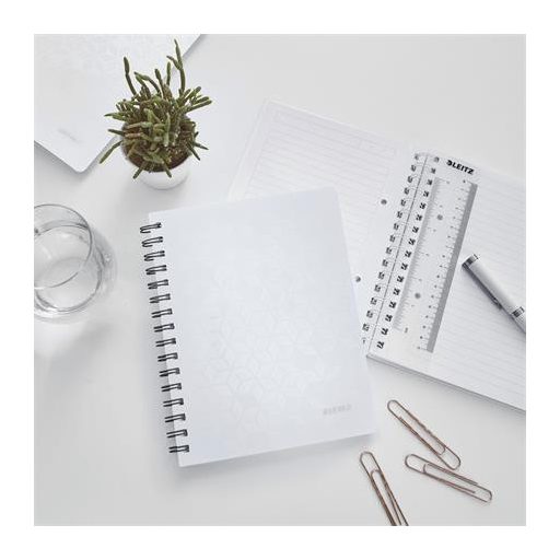 Spirálfüzet, A5, vonalas, 80 lap, LEITZ "Wow", fehér