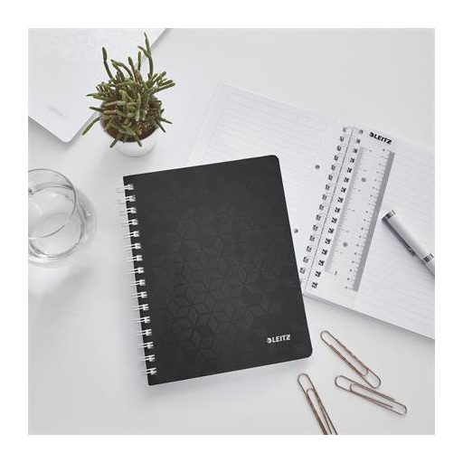 Spirálfüzet, A5, vonalas, 80 lap, LEITZ "Wow", fekete