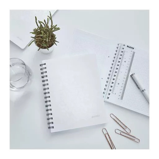 Spirálfüzet, A5, kockás, 80 lap, LEITZ "Wow", fehér