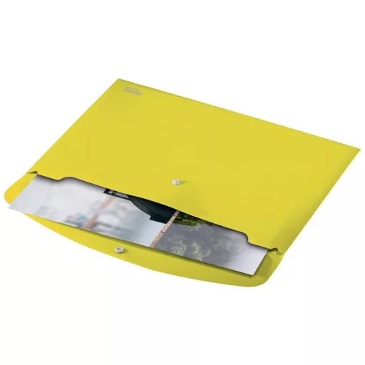 Irattartó tasak, A4, PP, patentos, LEITZ "Recycle", sárga