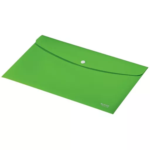 Irattartó tasak, A4, PP, patentos, LEITZ "Recycle", zöld