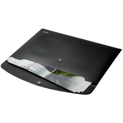 Irattartó tasak, A4, PP, patentos, LEITZ "Recycle", fekete