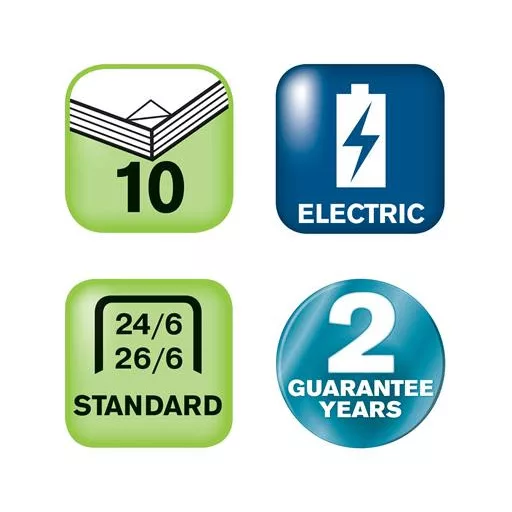 Tűzőgép, elektromos, 24/6, 26/6, 10 lap, RAPID "Fixativ 10BX", fekete