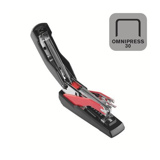 Tűzőgép, 30 lap, lapos tűzés, RAPID "Supreme OmniPress S030c", fekete/piros