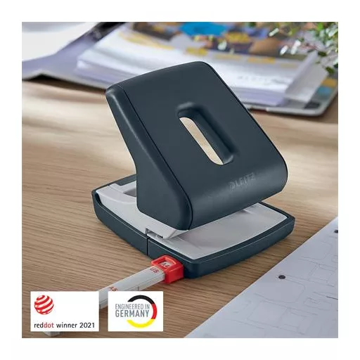 Lyukasztó, kétlyukú, 30 lap, LEITZ "Cosy", bársonyszürke