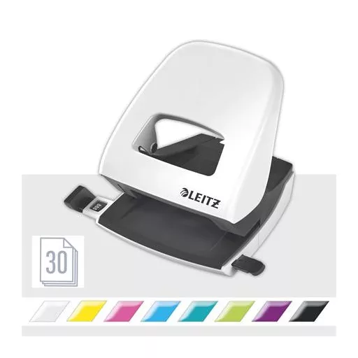 Lyukasztó, kétlyukú, 30 lap, LEITZ "Nexxt Wow", fehér