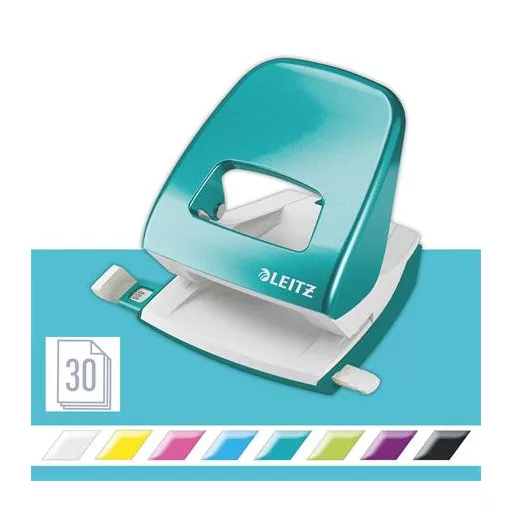 Lyukasztó, kétlyukú, 30 lap, LEITZ "Nexxt Wow", jégkék