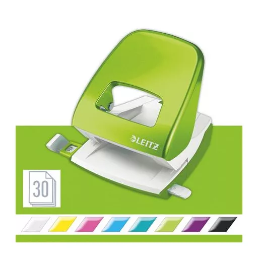 Lyukasztó, kétlyukú, 30 lap, LEITZ "Nexxt Wow", zöld