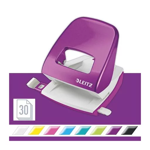 Lyukasztó, kétlyukú, 30 lap, LEITZ "Nexxt Wow", lila