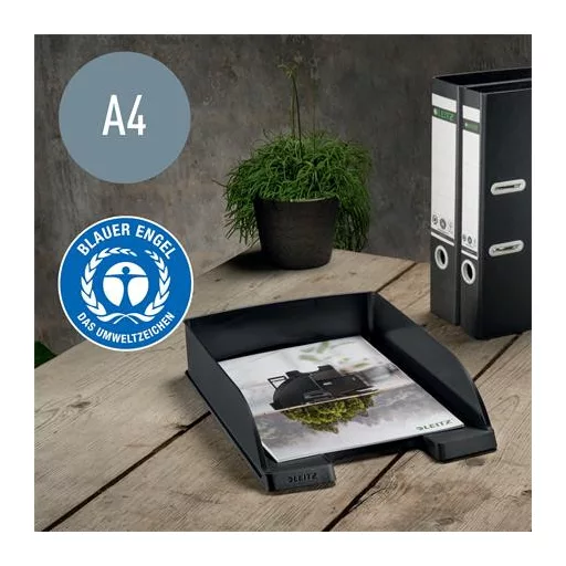 Irattálca, műanyag, A4, LEITZ "Recycle", fekete