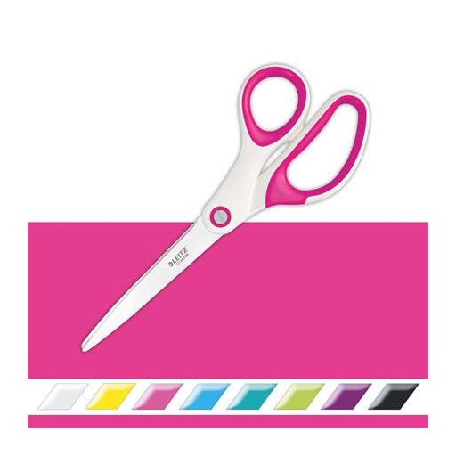 Olló, irodai, 20,5 cm, LEITZ "Wow Titán", rózsaszín