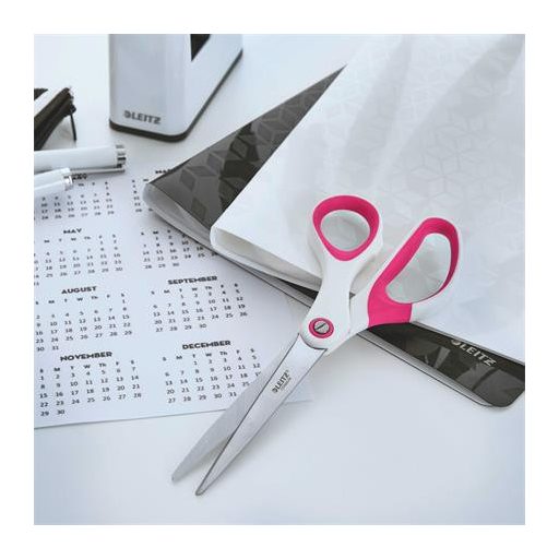 Olló, irodai, 20,5 cm, LEITZ "Wow Titán", rózsaszín