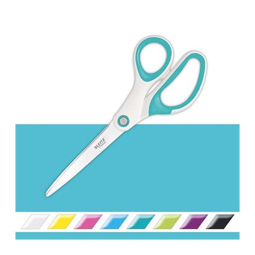 Olló, irodai, 20,5 cm, LEITZ "Wow Titán", jégkék