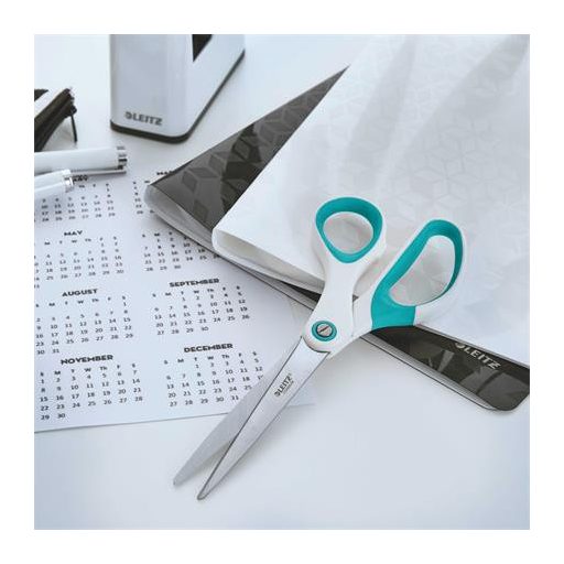 Olló, irodai, 20,5 cm, LEITZ "Wow Titán", jégkék