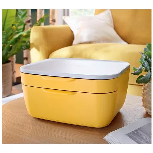 Irattároló, műanyag, 2 fiókos, LEITZ "Cosy", melegsárga