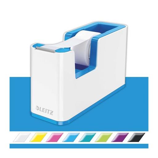 Ragasztószalag-adagoló, asztali, feltöltött, LEITZ "Wow", fehér-kék
