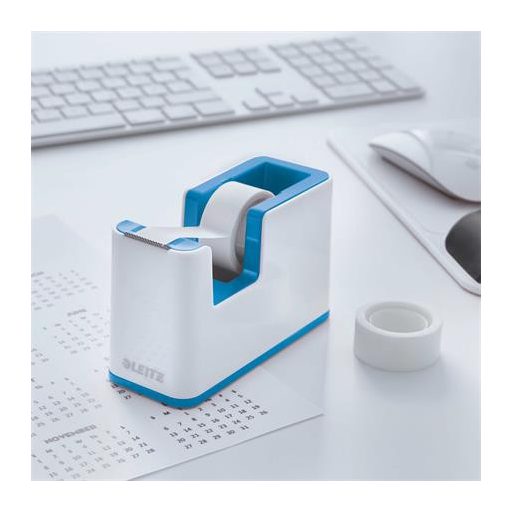 Ragasztószalag-adagoló, asztali, feltöltött, LEITZ "Wow", fehér-kék