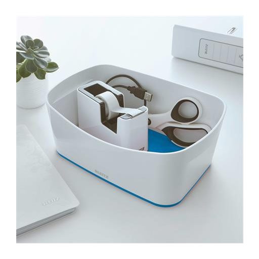 Ragasztószalag-adagoló, asztali, feltöltött, LEITZ "Wow", fehér-kék