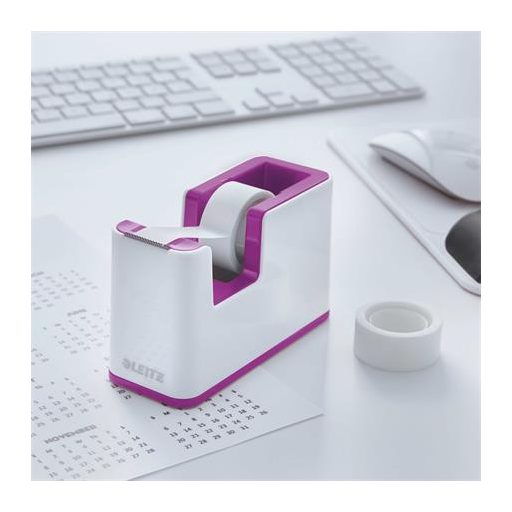 Ragasztószalag-adagoló, asztali, feltöltött, LEITZ "Wow", fehér-lila