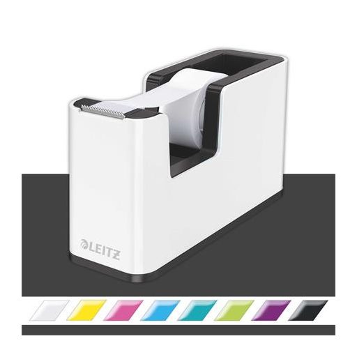Ragasztószalag-adagoló, asztali, feltöltött, LEITZ "Wow", fehér-fekete
