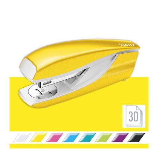 Tűzőgép, 24/6, 26/6, 30 lap, LEITZ "Nexxt Wow", sárga