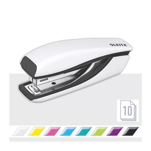 Tűzőgép, mini, No. 10, 10 lap, fém, LEITZ "Nexxt Wow", fehér