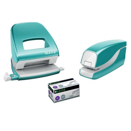 Tűzőgép, elektromos, No.10, 10 lap, LEITZ "Wow", jégkék