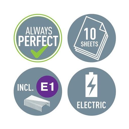 Tűzőgép, elektromos, No.10, 10 lap, LEITZ "Wow", jégkék