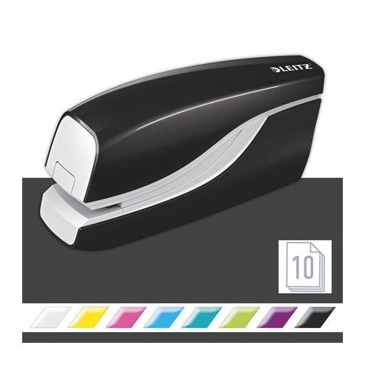 Tűzőgép, elektromos, No.10, 10 lap, LEITZ "Wow", fekete