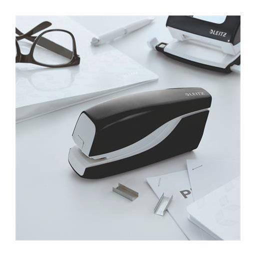 Tűzőgép, elektromos, No.10, 10 lap, LEITZ "Wow", fekete