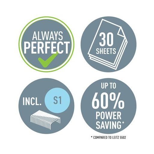 Tűzőgép, 26/6, 30 lap, LEITZ "Nexxt Softpress", fekete