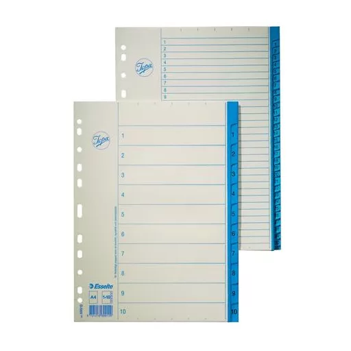 Regiszter, karton, A4, 1-12, ESSELTE, fehér