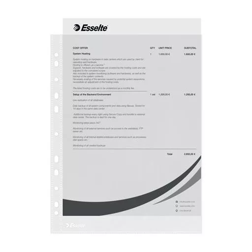Genotherm, lefűzhető, A4, 43 mikron, narancsos felület, ESSELTE "Standard"