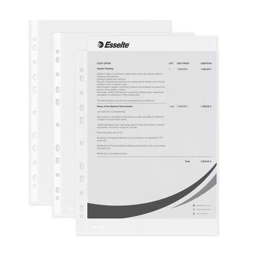 Genotherm, lefűzhető, A4, 43 mikron, narancsos felület, ESSELTE "Standard"
